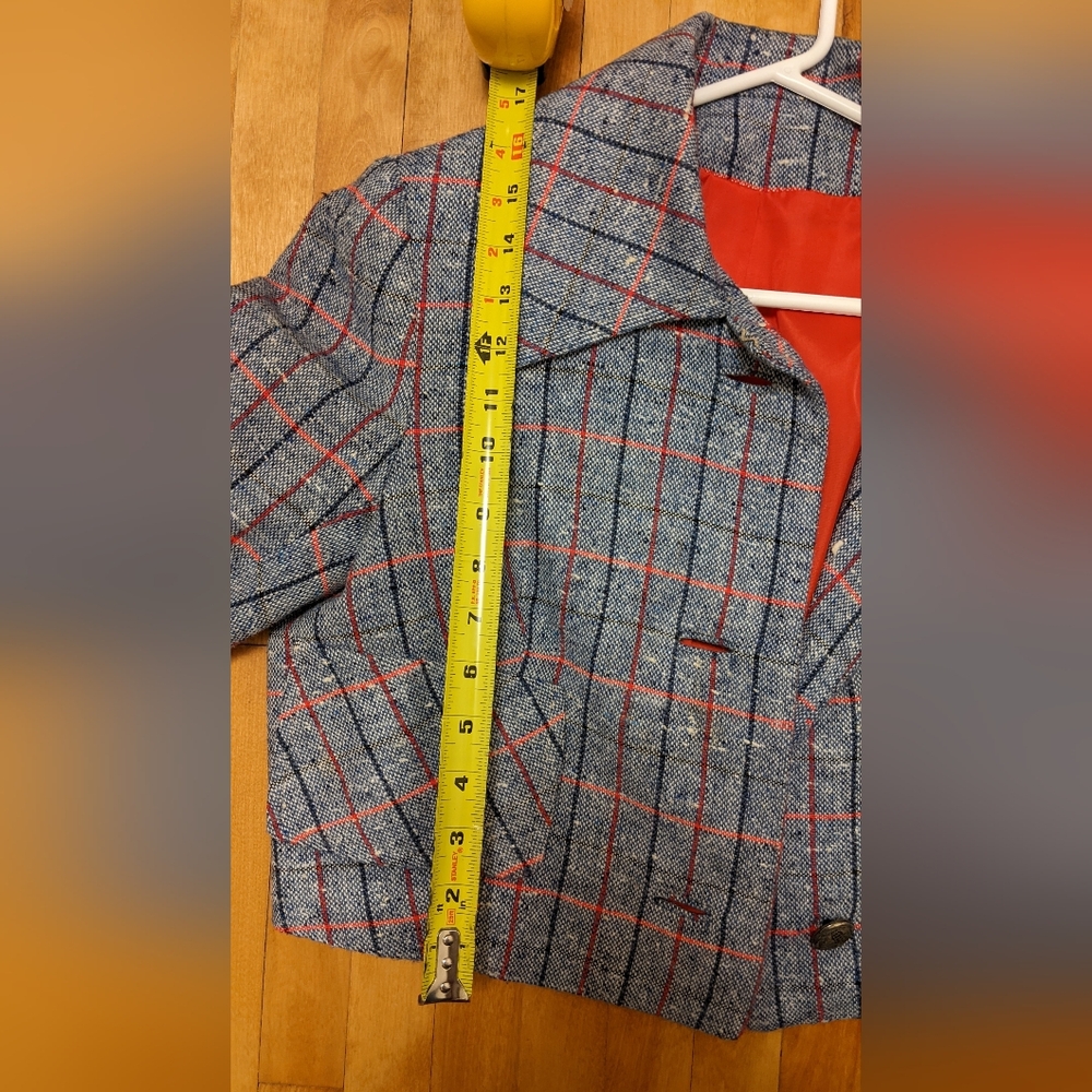 Vintage Blue and Red Plaid Women's Jacket - Picture 5 of 8